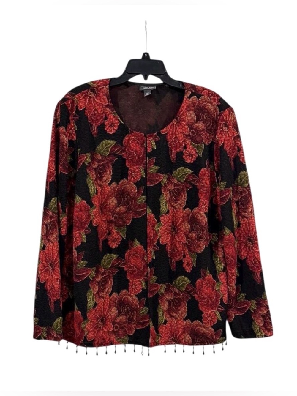 Dressbarn Vintage Dark Romantic Blazer Women’s 22/24 Red Floral Plus Size Modest